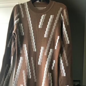 Tan and white fitting dress